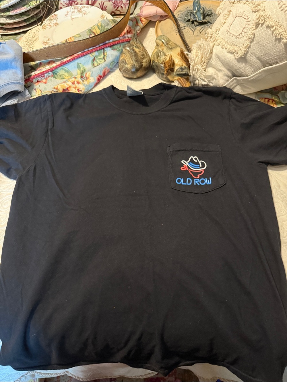 Comfort Colors Black Short-Sleeve Pocket Tee with Old Row Logo